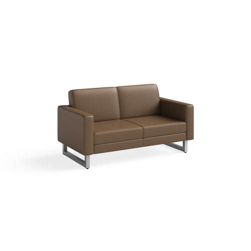 Mirella Lounge Settee with Silver Legs, Cognac